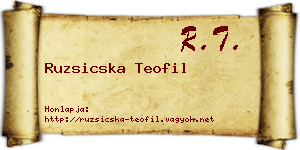 Ruzsicska Teofil névjegykártya